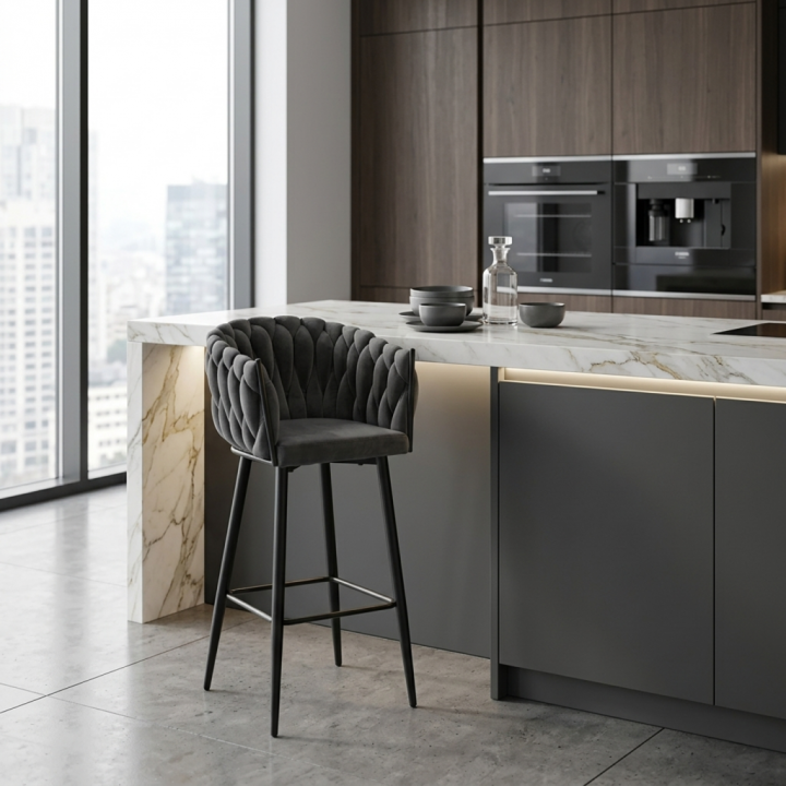 Hoker tapicerowany Latina szary