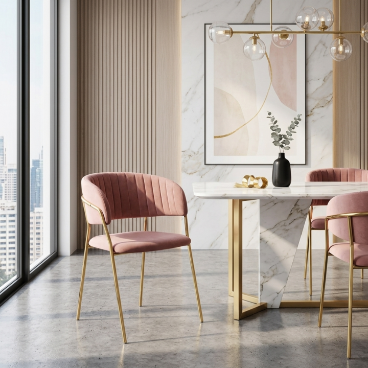 Krzesło tapicerowane Ada różowe
