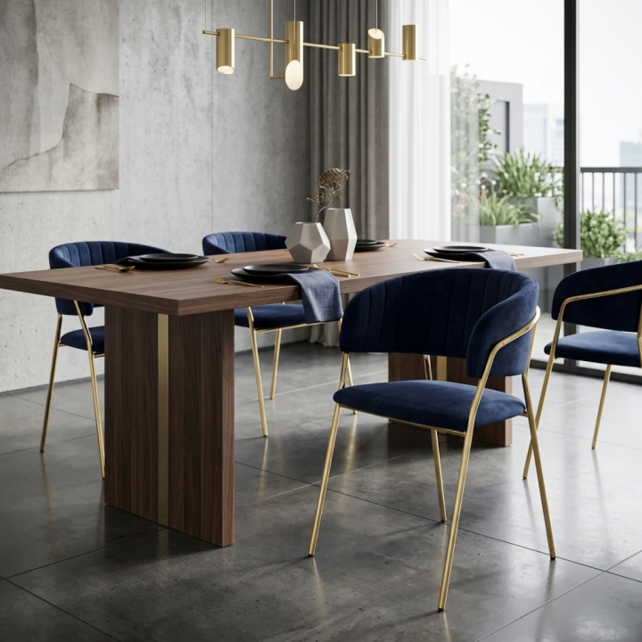 Krzesło tapicerowane Ada granatowe