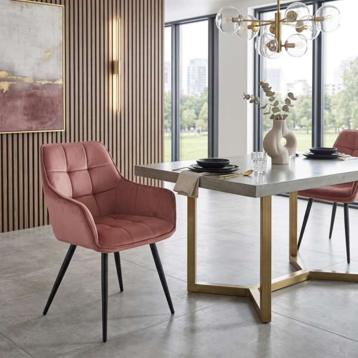 Krzesło tapicerowane Luca różowe