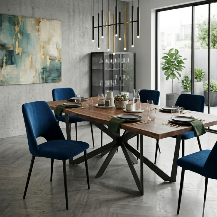 Krzesło tapicerowane Oro granatowe