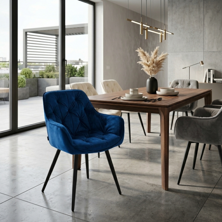 Krzesło tapicerowane Siena granatowe
