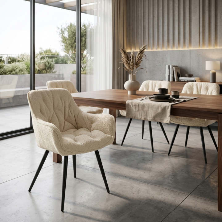 Krzesło tapicerowane Siena boucle jasnobeżowe