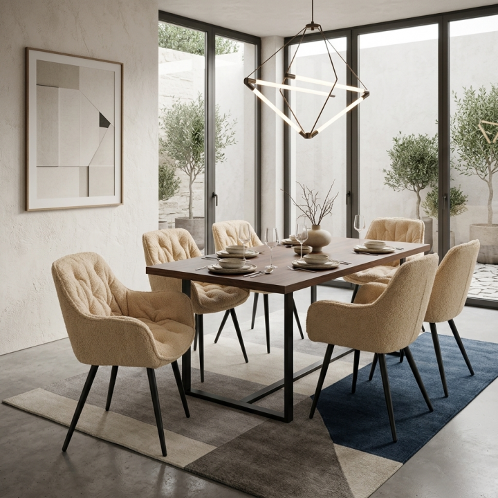 Krzesło tapicerowane Siena boucle ciemnobeżowe