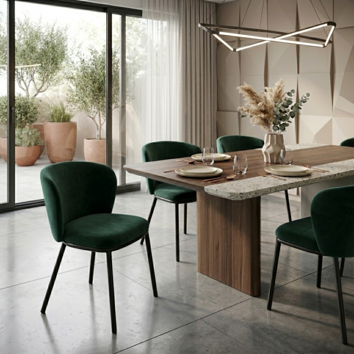 Krzesło tapicerowane Bari butelkowa zieleń