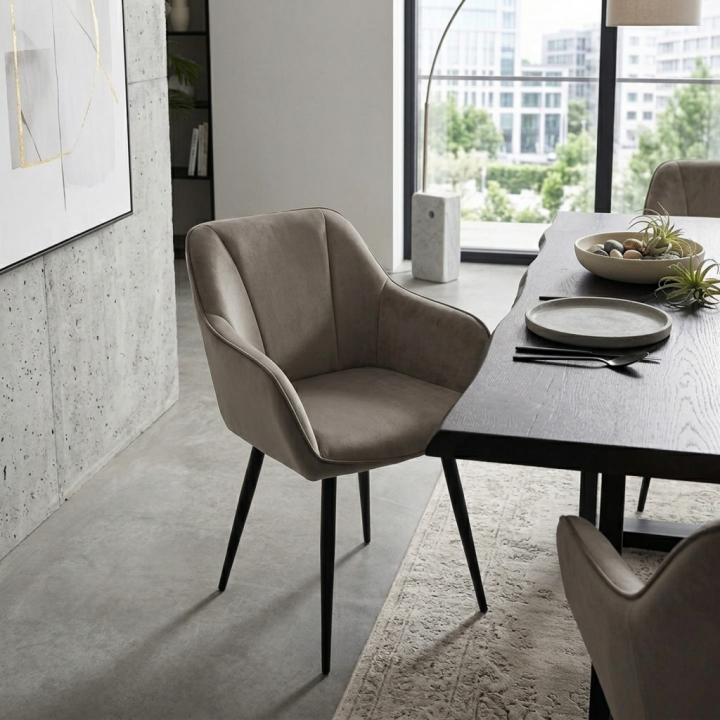 Krzesło tapicerowane Lago ciemnobeżowe