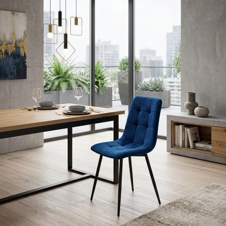 Krzesło tapicerowane Parma granatowe