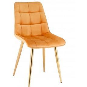 Krzesło Tapicerowane Coral-B miodowe złote nogi