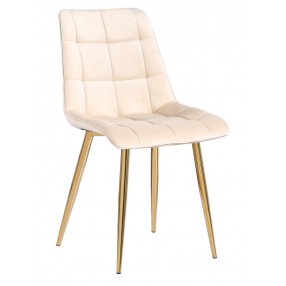Krzesło Tapicerowane Coral-B beżowe złote nogi